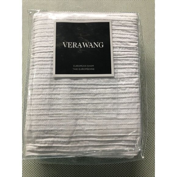Vera Wang Ghost Flower Textured Pinstripe Bedding European Sham - Picture 1 of 4